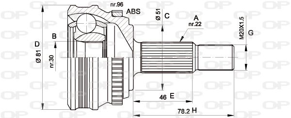 OPEN PARTS Šarnīru komplekts, Piedziņas vārpsta CVJ5185.10